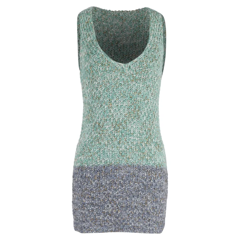 Contemporary Casual Deals Great Deals on Ethnic Cultural Wear Missoni Mini Knitted V-Neck  Sleeveless Dress in Multicolor Wool