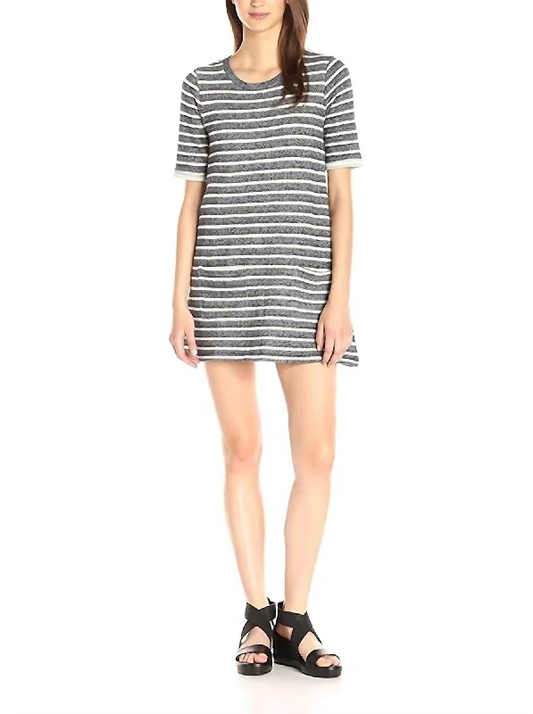 Flash Sales Statement Piece Normandy Stripe Short Sleeve Jersey T-Shirt Dress In Black