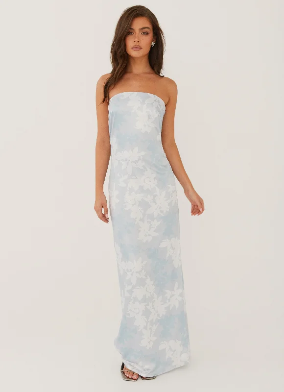 Street Chic Discounts Feminine Grace Love Me More Maxi Dress - Blue Blossom