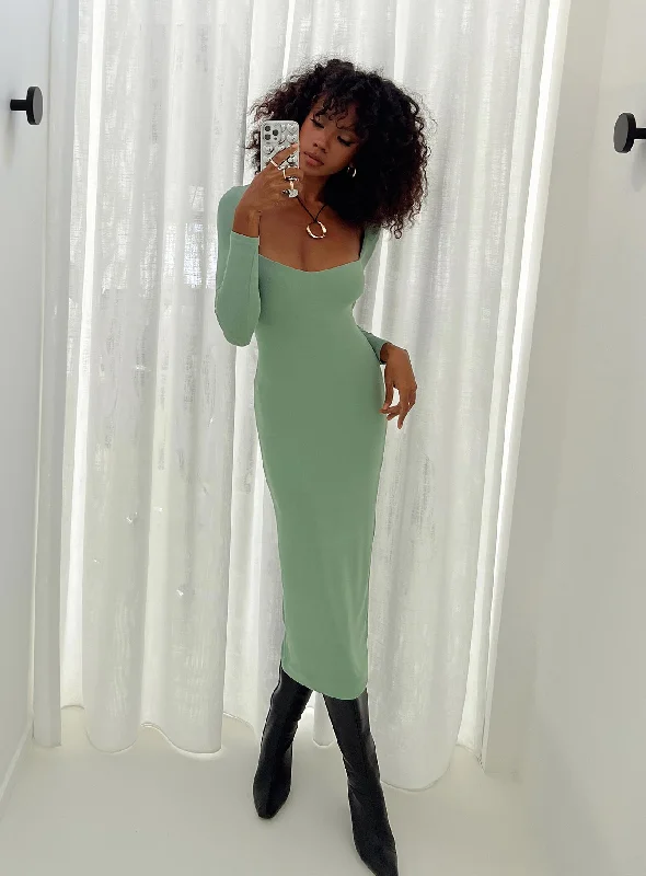 Minimalist Fashion Sale Final Clearance Nolan Midi Dress Green