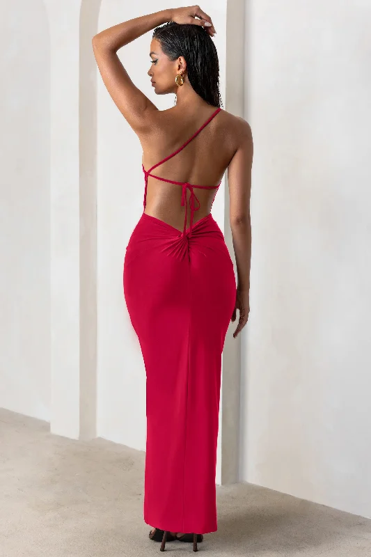 Contemporary Casual Deals Flash Deals Dressing Up | Red One Shoulder Maxi Dress With Open Back Detail