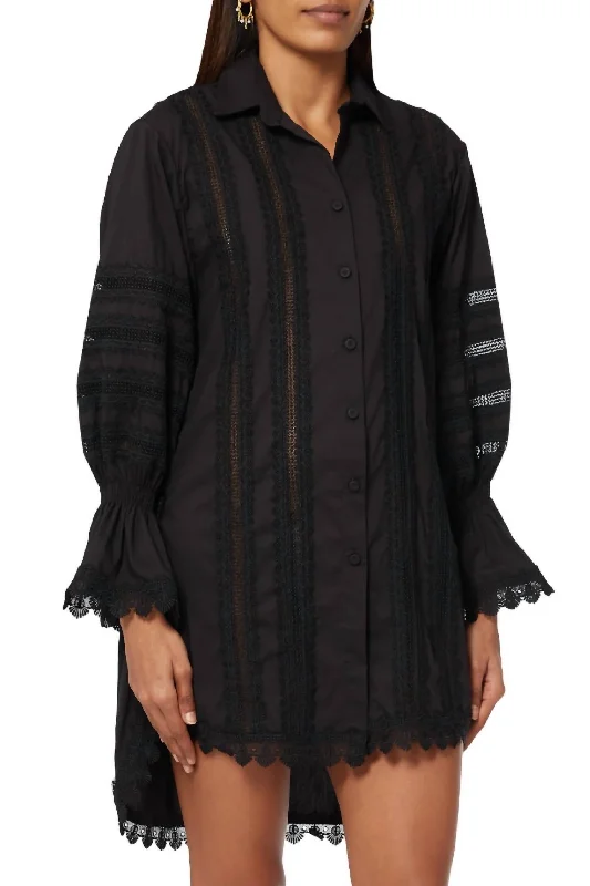 Luxury Fashion Classic Timeless Elegant Style Catalana Shirt Dress In Black