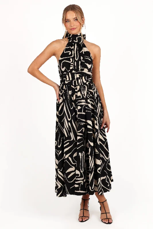 Fashion Forward Femininity Limited - Edition Drops Jennifer Halterneck Maxi Dress - Black/White