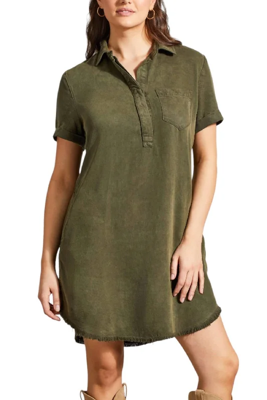 Stupidly Low Prices Ethnic Cultural Event Wear Pop Over Shirt Dress With Pockets In Olive