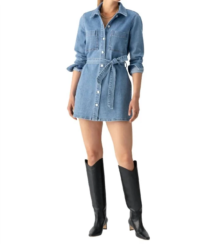 Discover Promotions Buy More, Save More Denim Utility Shirt Dress In Solar Flare