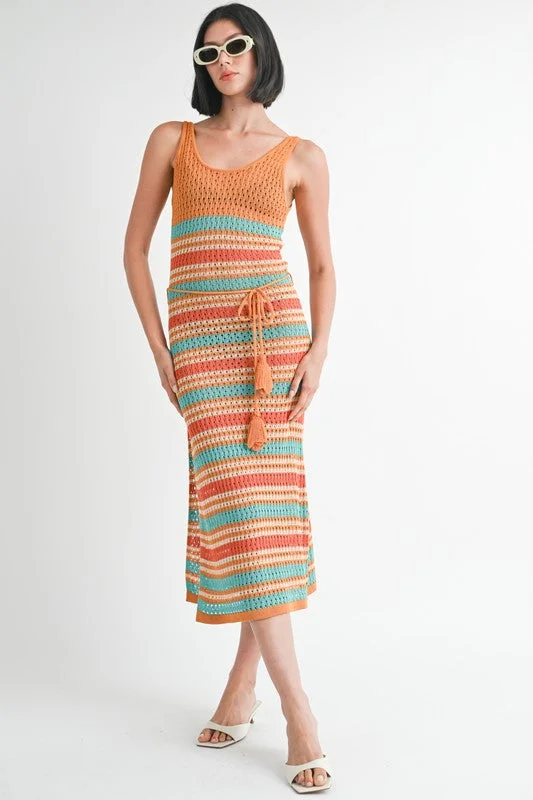 Limited Edition Statement Piece Hot Girl Arizona Tea Scoop Neck Crochet Maxi Dress