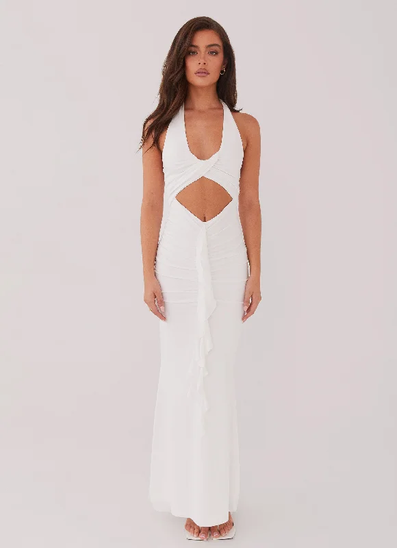 Seasonal Sale Playful Elegance Allanna Frill Maxi Dress - White