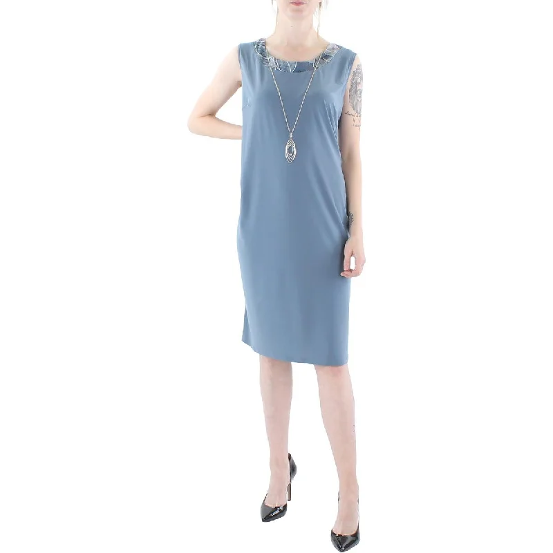 Fashion Forward Feminine Soft - Hued Styles Womens Knit Sleeveless Sheath Dress