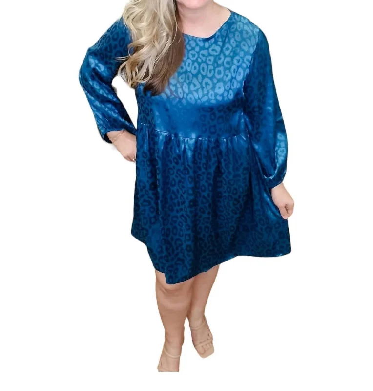 Seasonal Picks Classic Charm Wild Girl Long Sleeve Dress In Teal