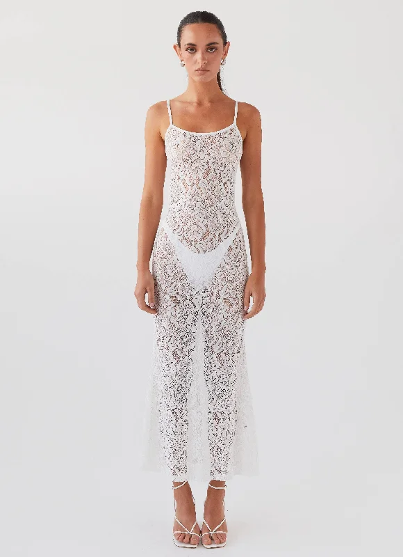 Unleash Your Trendy Side Mother's Day Special Leona Lace Maxi Dress - Snow