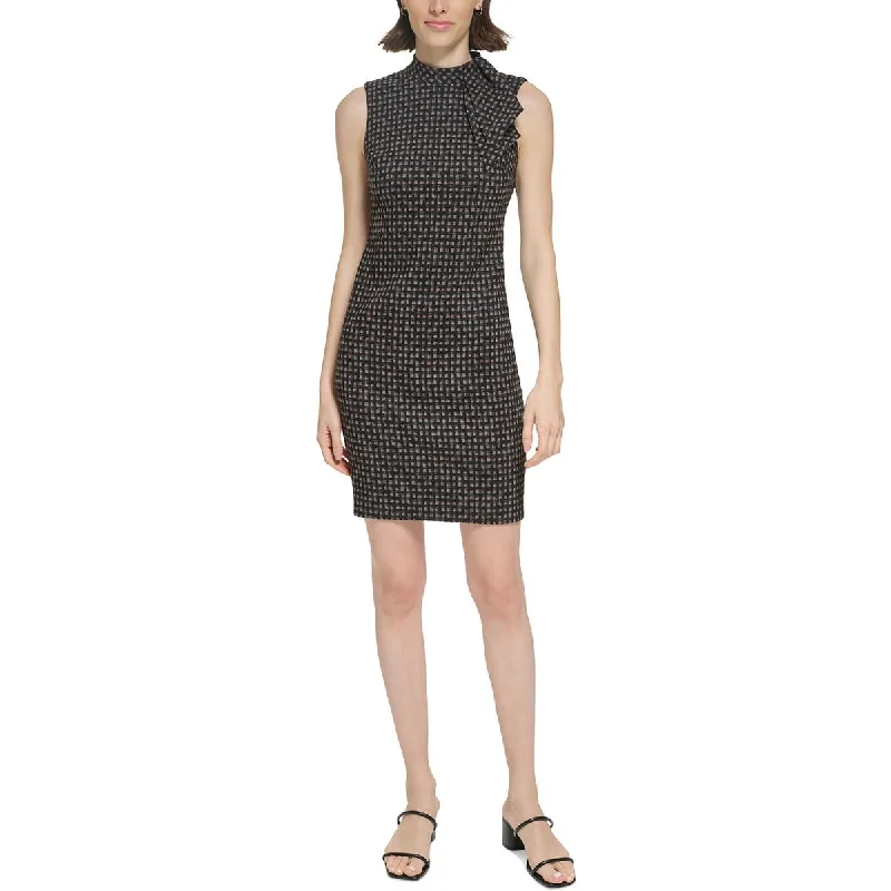 Contemporary Fashion Sale Alluring Design Petites Womens Sleeveless Jacquard Sheath Dress