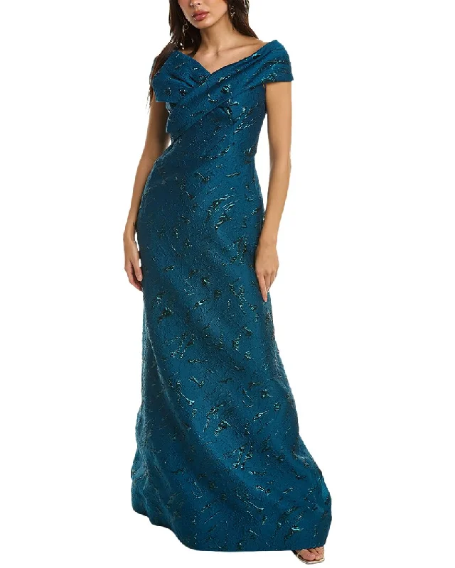 Limited Stock, Big Discounts Limited - Time Bundle Teri Jon by Rickie Freeman Off-The-Shoulder Jacquard Gown