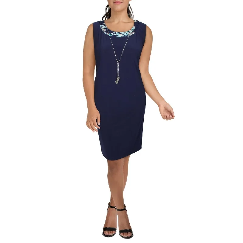 Chic And Edgy Artful Design Plus Womens Knit Sleeveless Shift Dress