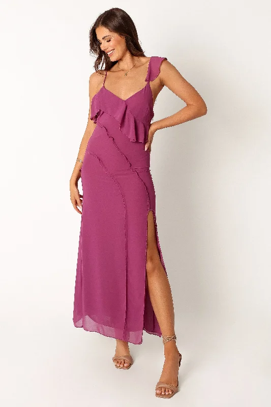 The Good Stuff Classic Timeless Elegant Style Stephy Maxi Dress - Purple