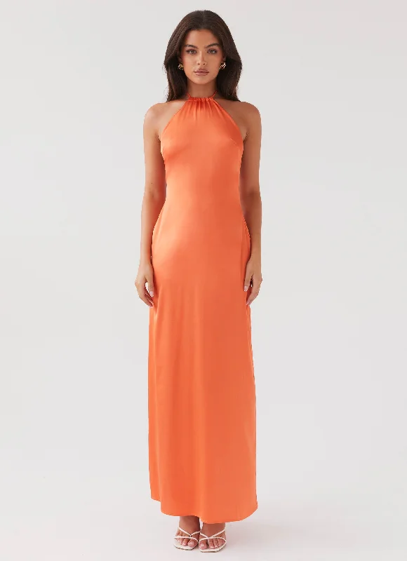 Luxury Casual Deals Anniversary Sale Melody Day Halterneck Maxi Dress - Tangerine