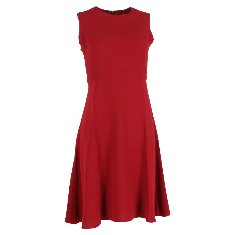 Final Sale Vintage Retro Party Wear Joseph Knee-Length Sleeveless Skater Dress in Red Viscose