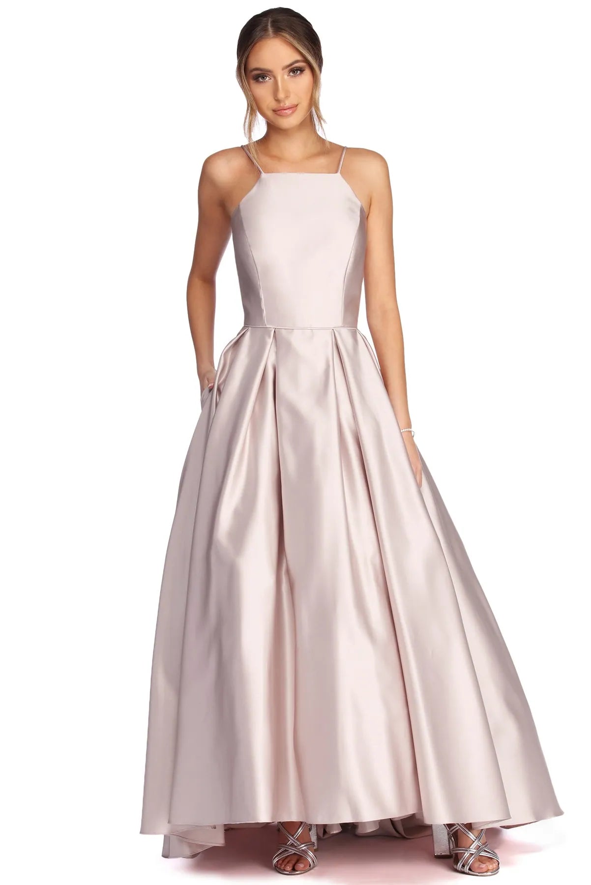 Comfort Meets Fashion Graceful Drape Harper Formal Satin Ball Gown