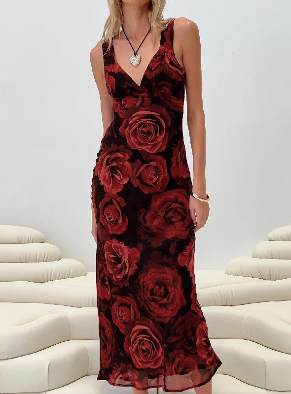 Hot Styles Holiday Sale Maysa Rose Maxi Dress Black / Red