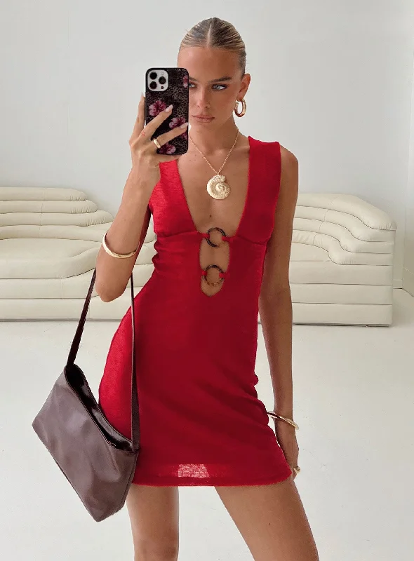 On-Trend Fashion Offers Luxe Layering Steward Mini Dress Red Tall