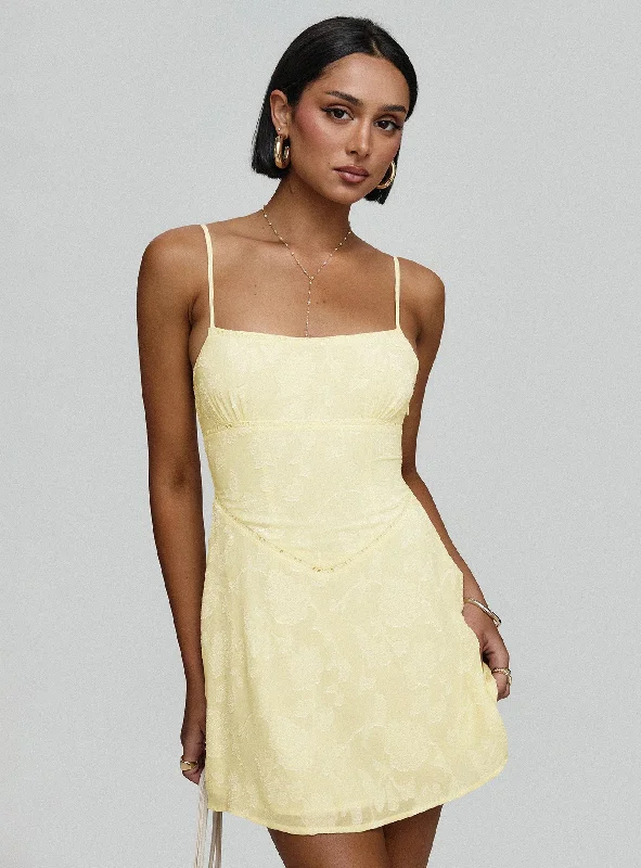 Fresh Styles, Fresh Deals Contemporary Elegance South Of France Mini Dress Yellow