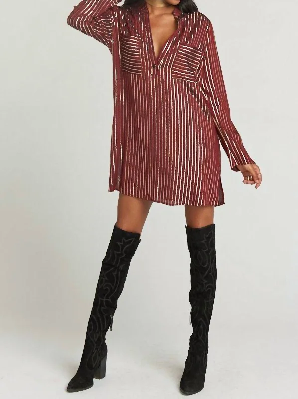 Flash Sale, Don'T Miss Feminine Soft - Hued Look Maribelle Shirt Dress In Late Night Stripe