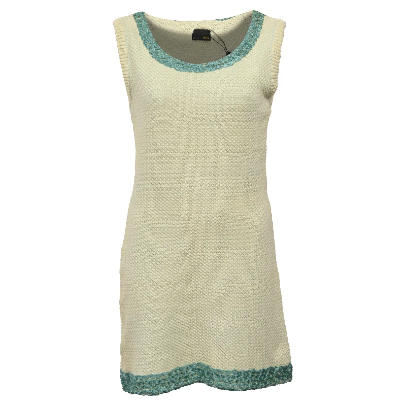 Limited Stock, Big Discounts Limited Quantities Fendi Knitted Mini Sleeveless Dress in Yellow Cotton