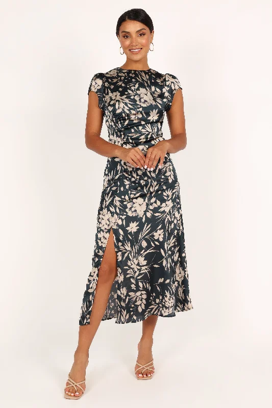 Contemporary Chic Promotions Great Prices on Feminine Styles Lisbeth Midi Dress - Green Floral