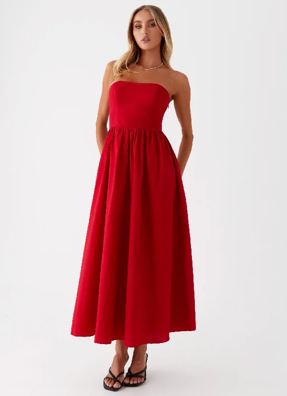 The Latest Trends Luxury Comfort Love Me Later Midi Dress - Red