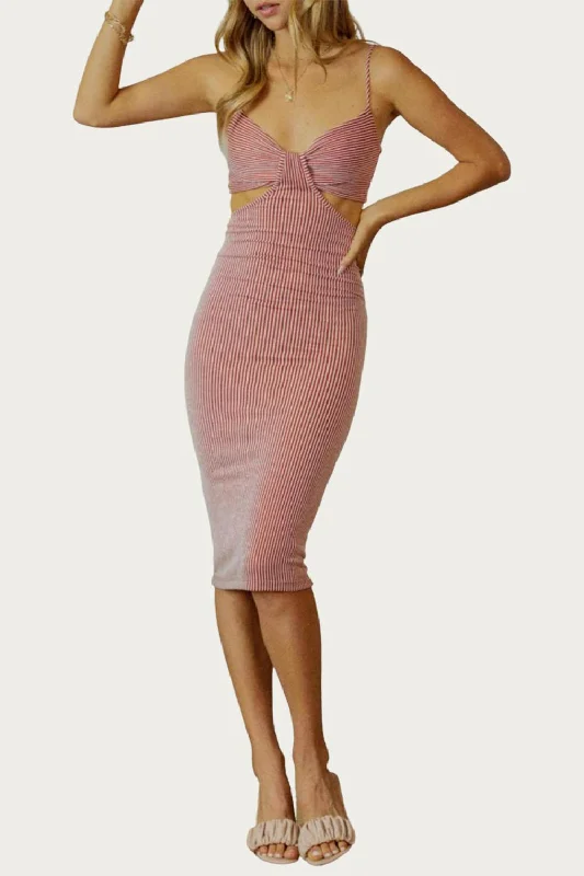 Big Savings Early Access to Art Deco Styles Sale Side Cutout Relaxed Bodycon Dress In Rust