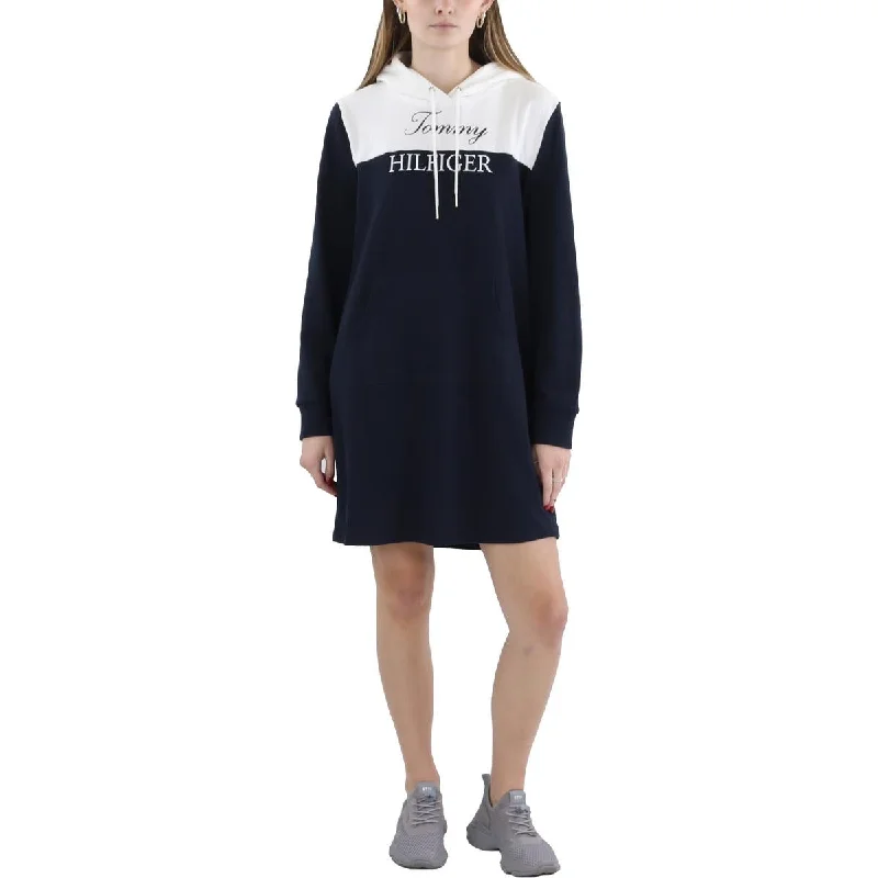 Popular Collection Flash Sale Womens Hooded Colorblock Sweatshirt Dress