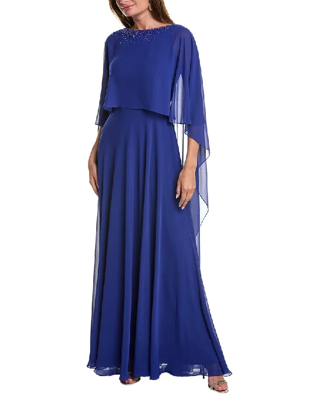 Contemporary Casual Deals Father's Day Deals Teri Jon by Rickie Freeman Chiffon Capelet Gown