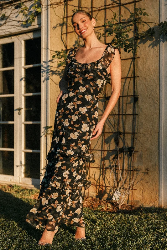 Contemporary Casual Deals Vibrant Prints Irelynn Maxi Dress - Black Floral