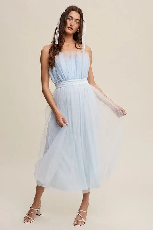 Trendy Pulse Romantic Date - Night Ensemble Hot Girl Tulip Frill Tulle Maxi Dress