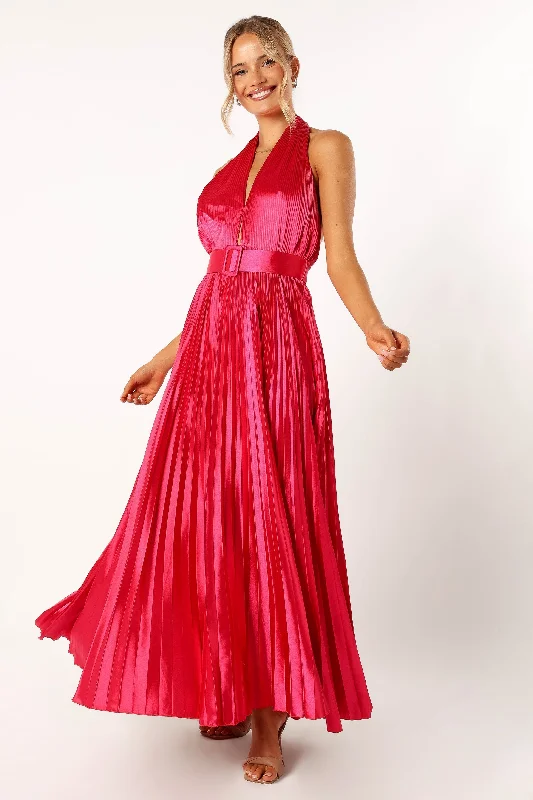 Classic Modern Offers Ethnic Cultural Event Wear Greta Halterneck Maxi Dress - Magenta