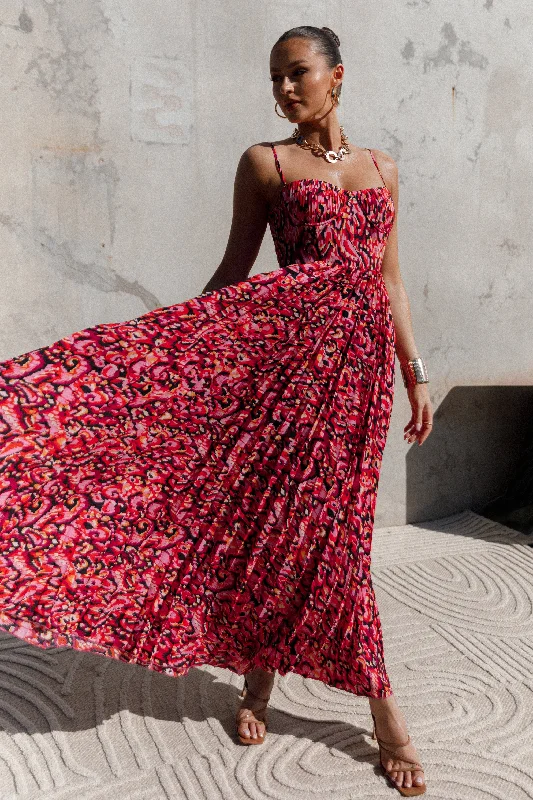 Hot Items Summer Splash Sale Achanti Pleated Maxi Dress - Pink Multi