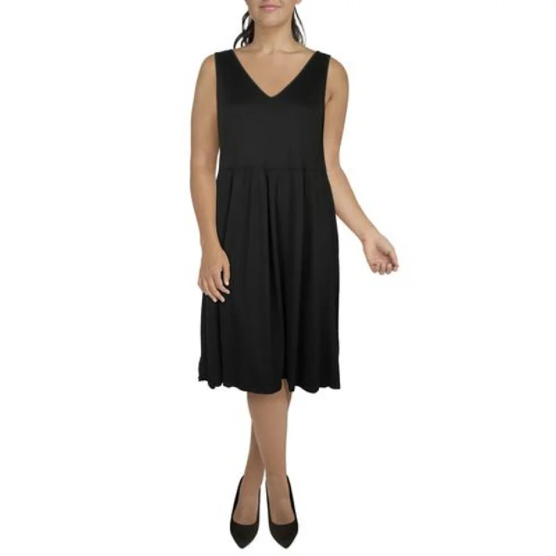 Durable Fashion Picks Dreamy Draping Plus Womens Knit Sleeveless Fit & Flare Dress