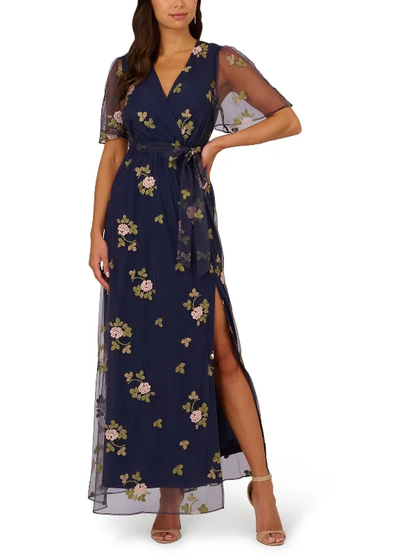 End-Of-Season Clearance Vintage Retro Party Wear Womens Floral Embroidered Evening Dress