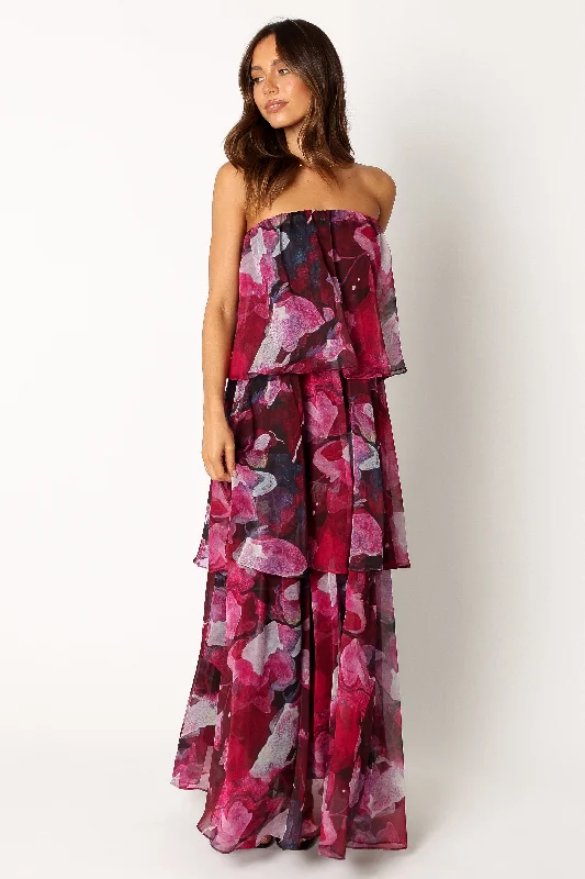 Classic Chic Deals Spring Fling Sale Bloom Strapless Maxi Dress - Purple Floral