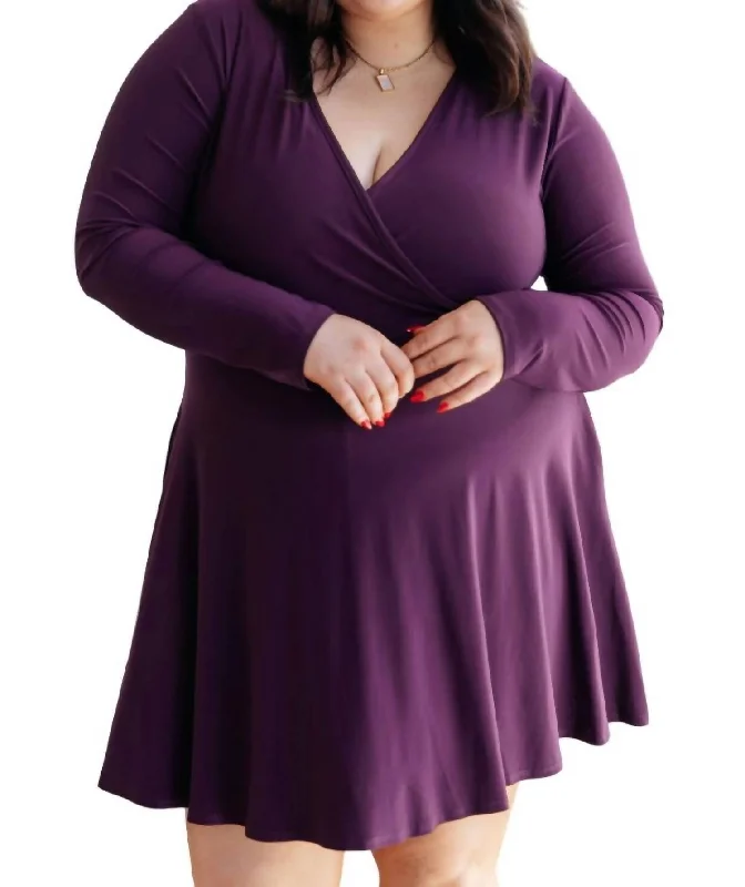 Summer Deals Alluring Design Solution To Everything Long Sleeve Skort Dress In Violet