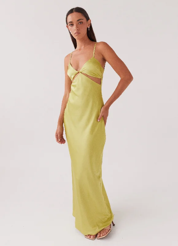 Edgy Fashion Deals Lighten Up with Nordic Styles Raylie Cut Out Maxi Dress - Chartreuse