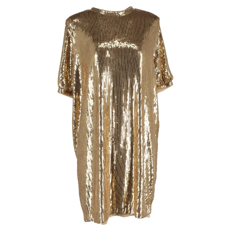 Trendy Fashion Sale Limited Quantities Boss by Hugo Boss Sequined Mini T-Shirt Dress in Gold Polyester