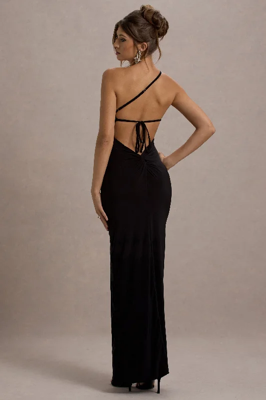 Ride The Style Wave Anniversary Sale Dressing Up | Black One Shoulder Maxi Dress With Open Back Detail