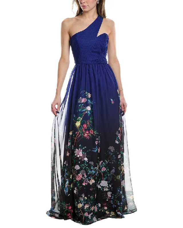 Limited Time Deal Ethnic Cultural Event Wear Marchesa Notte One-Shoulder Asymmetrical Gown