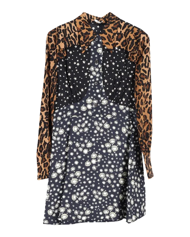 Best-Sellers Urban Sophistication Miu Miu Multi Print Shirt Dress in Multicolor Cotton