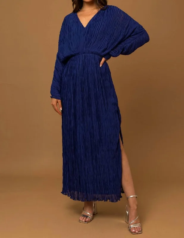 Fashion Sale Update with Cottagecore Styles Long Sleeve Gown Dress In Cobalt