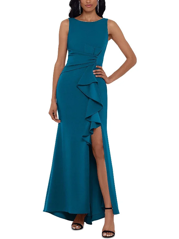 Classy Style Discounts Feminine Soft - Hued Look Womens Cascade Ruffle Sleeveless Evening Dress