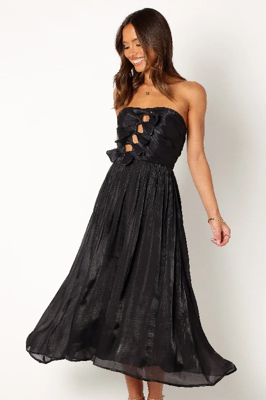 Chic & Cozy Collection Dreamy Draping Mila Strapless Midi Dress - Black