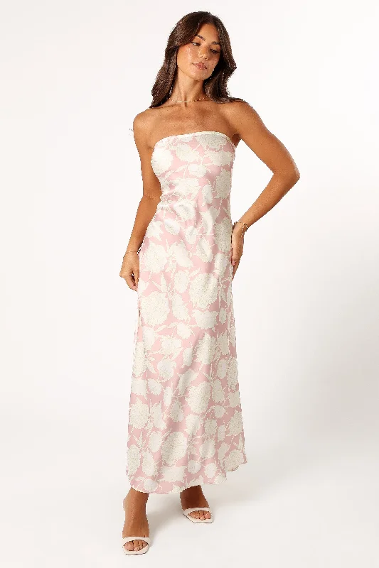 Inspired By You, Designed For You Early Access to Art Deco Styles Sale Gemma Strapless Maxi Dress - Pink Floral