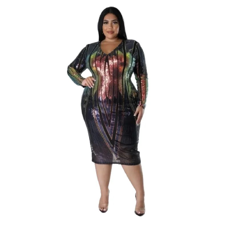 Limited Time Flash Sale Artful Design Long Sleeve Stretch Dress