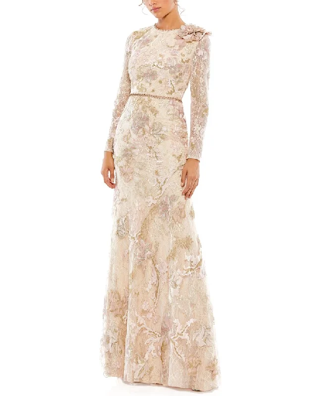 Boutique Styles Last Chance Sale Mac Duggal Floral Embroidered Lace Trumpet Gown